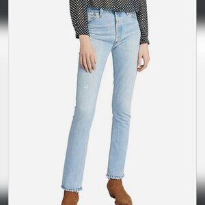 RE/DONE LEVI'S High Rise Ankle Crop Light Wash Denim Jeans Size 30